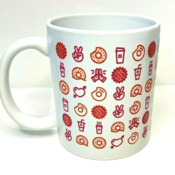 Dunkin Donuts Peace Love & Donuts Ceramic Coffee Mugs Set of 2 - Picture 2 of 7